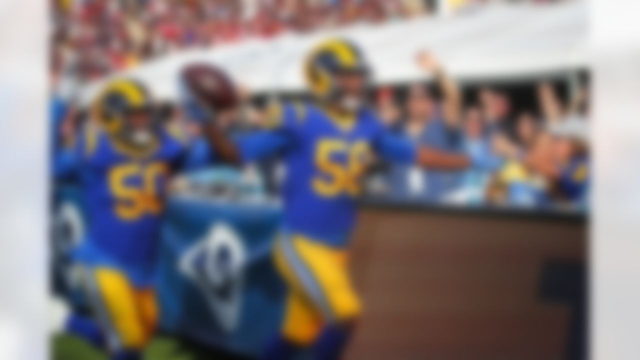 The Rams secured the second seed and a first-round bye in the NFC. It was the first time the franchise had won back-to-back division titles since a seven-season streak from 1973-79. Jared Goff went 15/16 for 199 yards, 4 pass TD, 0 INT and a 121.6 passer rating. It was Goff's third game with 4-plus passing TDs in 2018. Goff finished the season with a career-high 32 passing TDs. C.J. Anderson had 23 carries, 132 rush yards and 1 rush TD, recording back-to-back 100-yard rushing games for the second time in his career. Josh Reynolds had four catches, two of them for touchdowns, to go along with his 55 receiving yards. Brandin Cooks finished with five catches for 62 yards and two touchdown catches. Cooks and Robert Woods were one of two NFL duos in which both players finish with 1,200+ receiving yards. Aaron Donald finished with a career-high 20.5 sacks after recording one sack against the 49ers.