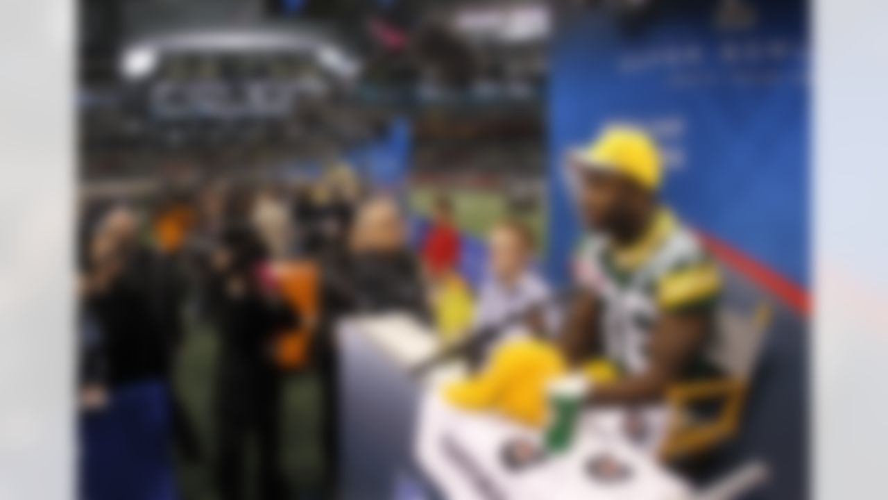 Green Bay Packers' Nick Collins answers a question during media day for NFL football Super Bowl XLV Tuesday, Feb. 1, 2011, in Arlington, Texas. (AP Photo/Mark Humphrey)