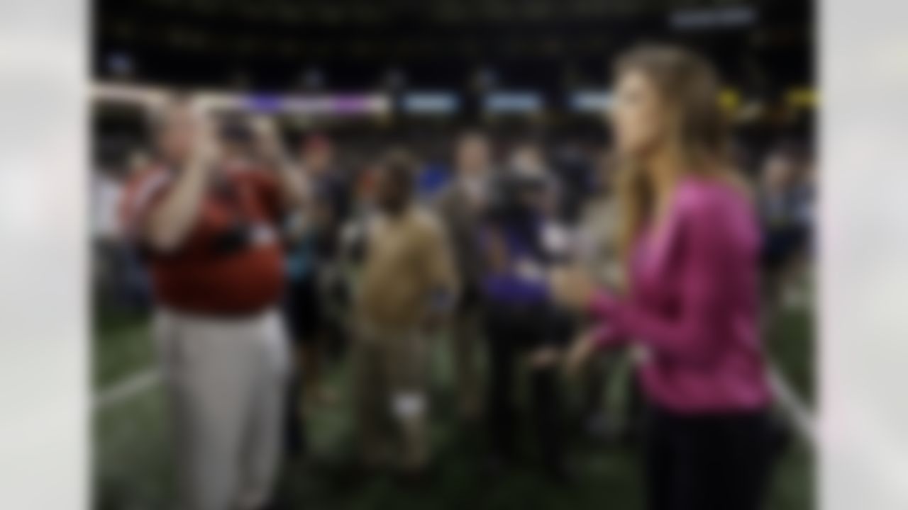 Inside Edition reporter Katherine Webb is seen during media day for the NFL Super Bowl XLVII football game Tuesday, Jan. 29, 2013, in New Orleans. (AP Photo/Pat Semansky)