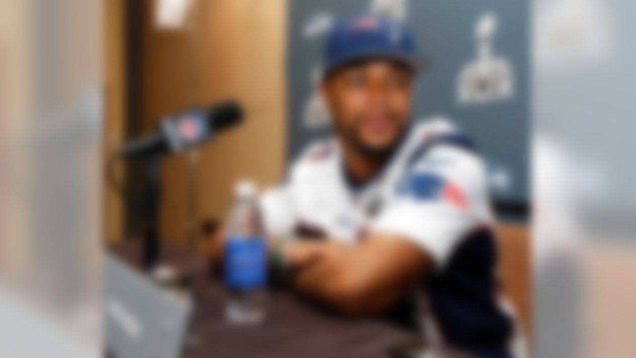 New England Patriots running back Shane Vereen answers questions during a news conference Thursday, Jan. 29, 2015, in Chandler, Ariz. The Patriots play the Seattle Seahawks in NFL football Super Bowl XLIX Sunday, Feb. 1. (AP Photo/Mark Humphrey)