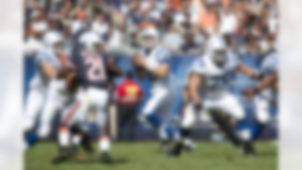 Indianapolis Colts quarterback Andrew Luck (12) in action against the Chicago Bears in Chicago September 9, 2012. AP Photo/Damian Strohmeyer