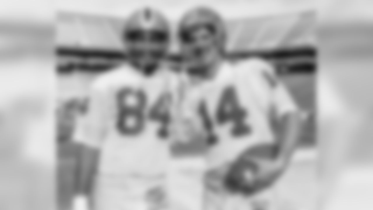 University of Pittsburgh quarterback Dan Marino, right, and tight end Benjie Pryor pause during a practice session at Arizona State?s Sun Devil Stadium, Monday, Dec. 24, 1979, Tempe, Az. Tuesday they will play the University of Arizona in the Fiesta Bowl. (AP Photo/Saxon)