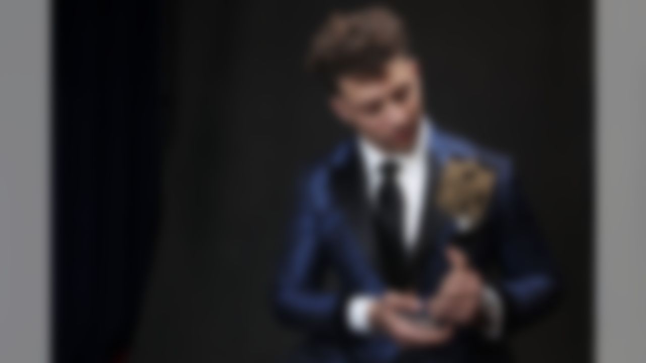Kansas City Chiefs quarterback Patrick Mahomes poses for a photo backstage after winning the AP Offensive Player of the Year award during the NFL Honors awards show, Saturday, Feb. 2, 2019 in Atlanta.