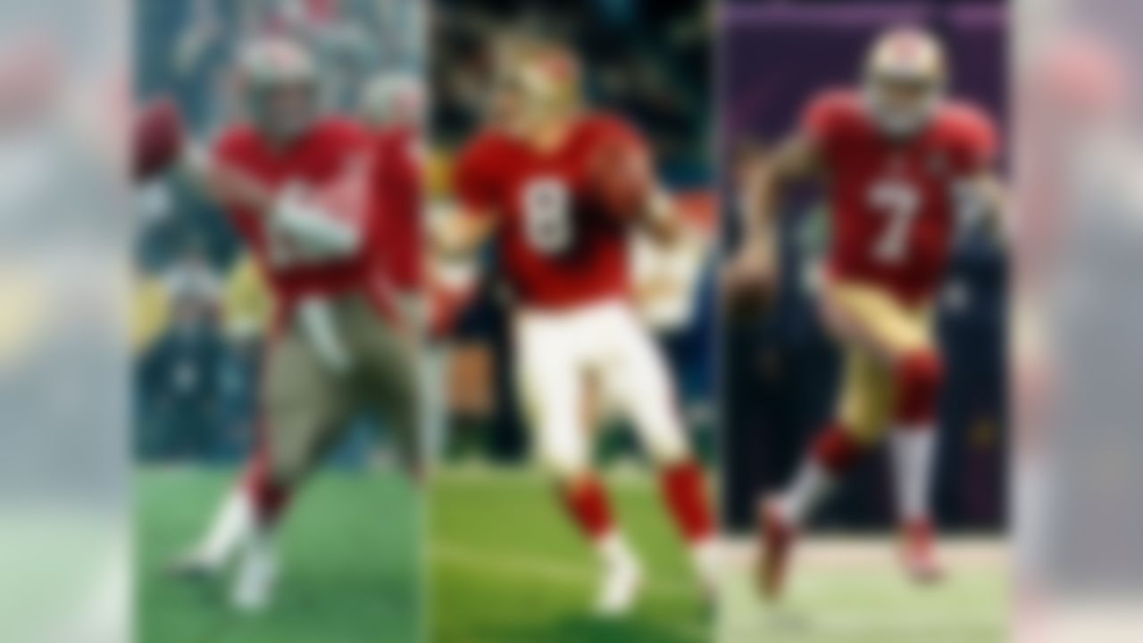 Joe Montana hasn't been the only 49ers quarterback to thrive in the Super Bowl. In the team's six Super Bowl appearances, its signal-callers have combined for 18 touchdowns and only one interception. They had never been intercepted on the game's ultimate stage until Colin Kaepernick was picked off by Ed Reed in Super Bowl XLVII. The combined passer rating for 49ers QBs in Super Bowls is 125.4 -- higher than any individual single-season passer rating in NFL history.