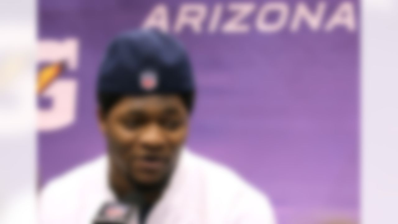 New England Patriots outside linebacker Jamie Collins speaks during Media Day for Super Bowl XLIX at the U.S. Airways Center on Tuesday, January 27, 2015 in Phoenix, AZ. (Perry Knotts/NFL)