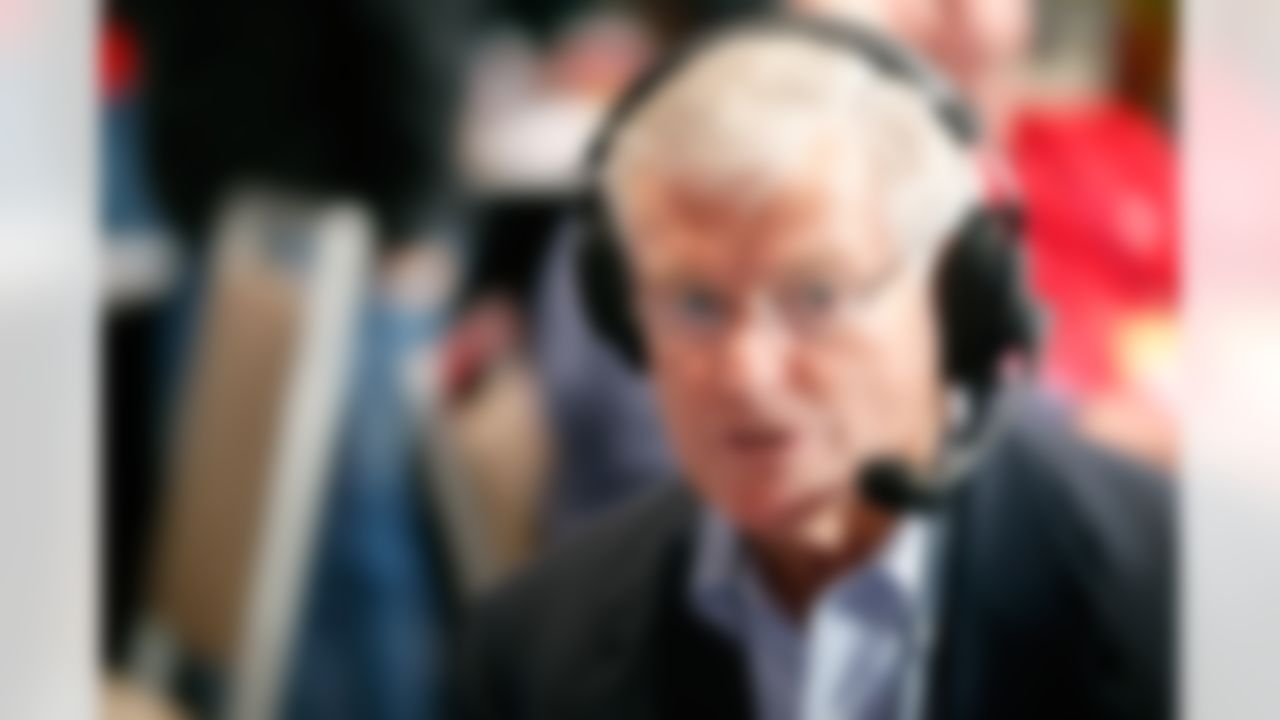Former St. Louis Rams head coach Dick Vermeil is interviewed on Radio Row at the Super Bowl XLVIII media center in the Sheraton Hotel on Thursday, January 30, 2014 in New York, NY. (Perry Knotts/NFL)