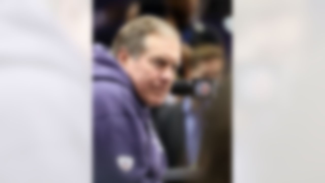 New England Patriots head coach Bill Belichick speaks during Media Day for Super Bowl XLIX at the U.S. Airways Center on Tuesday, January 27, 2015 in Phoenix, AZ. (Ben Liebenberg/NFL)
