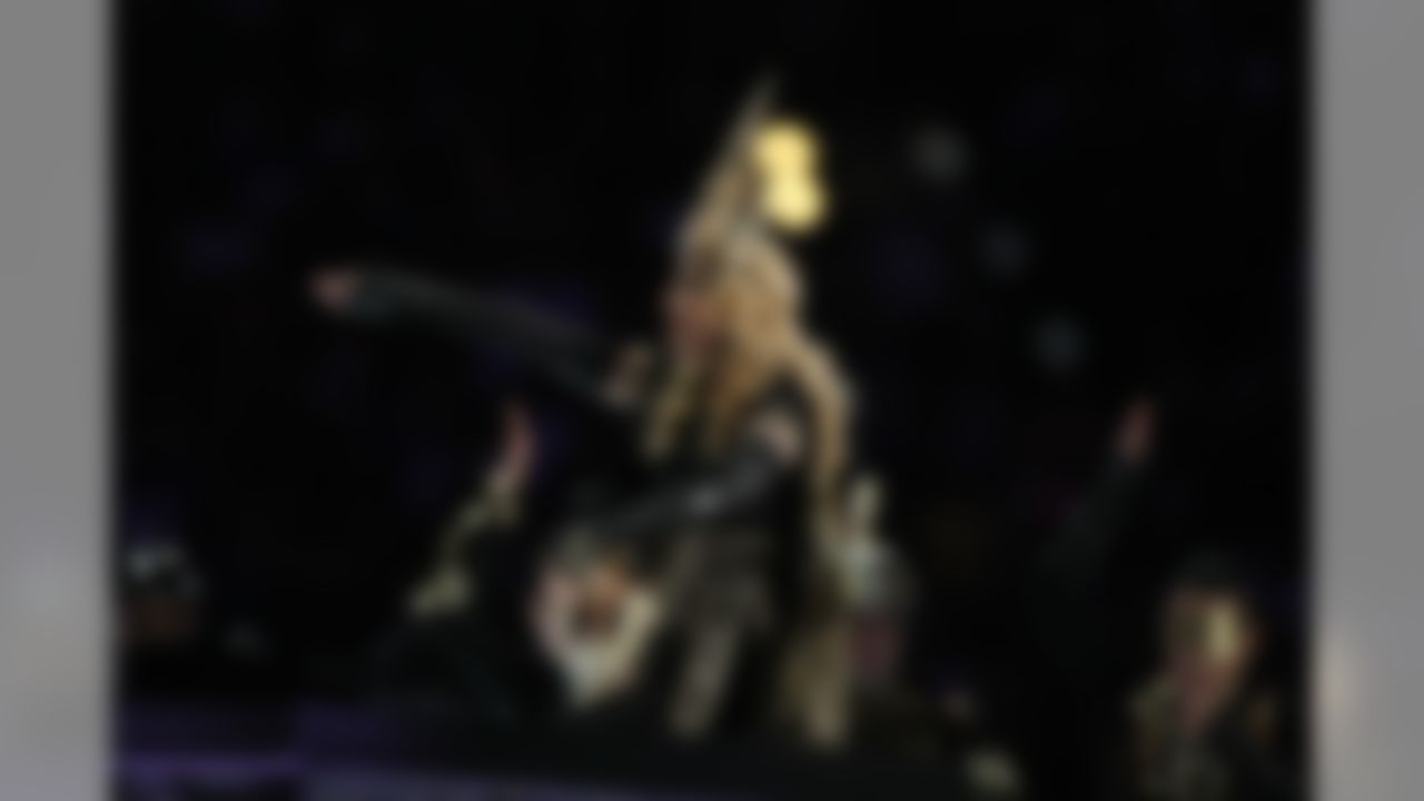 Recording artist Madonna during Super Bowl XLVI at Lucas Oil Stadium in Indianapolis, Indiana on Tuesday, Feb 5, 2012. (Perry Knotts/NFL)