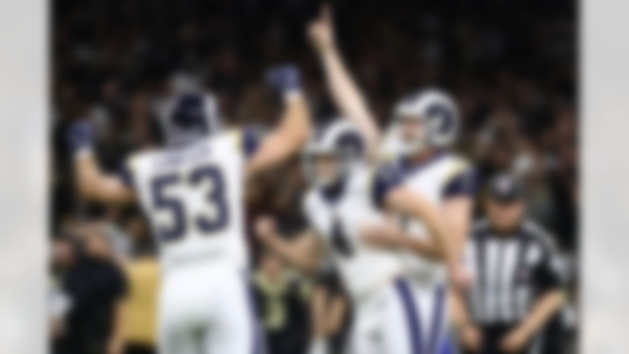 The Rams never led in the game until Greg Zuerlein's 57-yard field goal, the longest game-winning field goal in playoff history, in overtime to advance to Super Bowl LIII. Los Angles is the first road team since 2012 to win a conference title game. Zuerlein's kick was set up from John Johnson's interception of Drew Brees on New Orleans' first drive of OT. L.A. nearly lost the game after corner Nickell Robey-Coleman appeared to have committed pass interference late in the game, but the referees missed the call. C.J. Anderson had 16 carries, 44 rush yards while Todd Gurley was held to four carries for 10 yards and one touchdown. Brandin Cooks became the fifth player since the 1970 merger with 100-plus receiving yards vs. his former team in the playoffs. The Rams' defense held the Saints to 290 total yards. Aaron Donald recorded two tackles for loss and three QB hits, increasing his season total to 44 QB hits, most in the NFL, including playoffs.