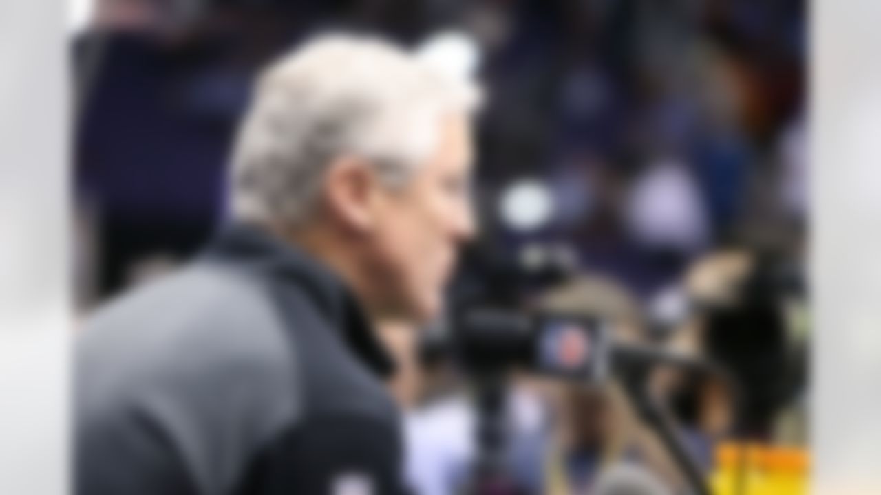 Seattle Seahawks head coach Pete Carroll speaks during Media Day for Super Bowl XLIX at the U.S. Airways Center on Tuesday, January 27, 2015 in Phoenix, AZ. (Ben Liebenberg/NFL)
