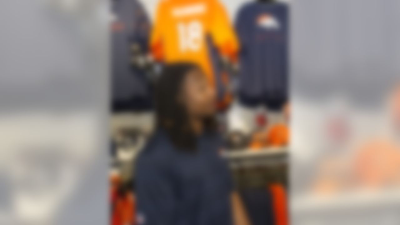 Denver Broncos rookie Bradley Roby is shown in the gift shop, during the 2014 NFL Rookie Symposium at the Pro Football Hall of Fame in Canton, Ohio, Saturday, June 28, 2014. (AP Photo/Phil Long)