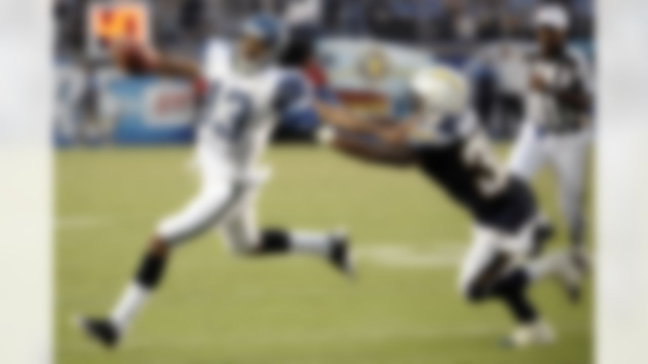 San Diego Chargers wide receiver Bryan Walters, left, runs past San Diego Chargers cornerback Ramon Broadway during the second half of their preseason NFL football game at Qualcomm Stadium, Thursday, Aug. 11, 2011, in San Diego. (AP Photo/Denis Poroy)
