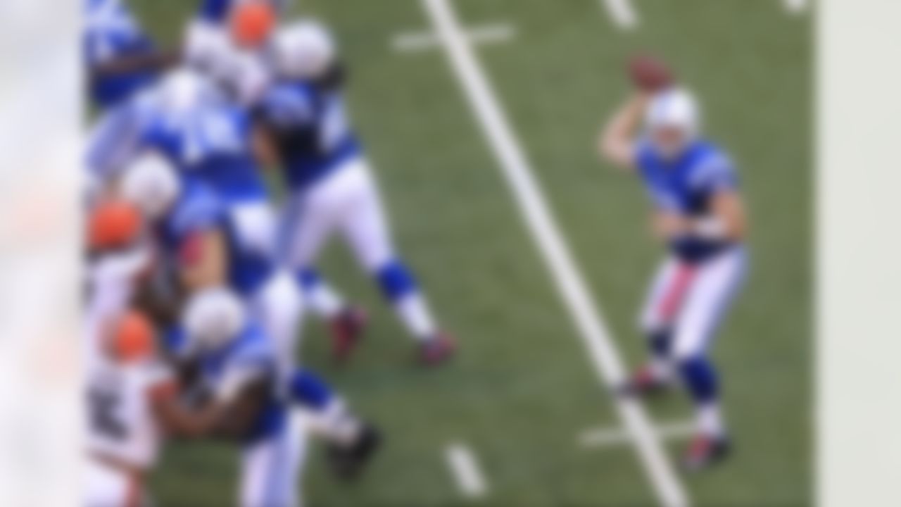 Indianapolis Colts' Andrew Luck (12) passes during the second half of an NFL football game against the Cleveland Browns Sunday, Oct. 21, 2012, in Indianapolis. (AP Photo/AJ Mast)