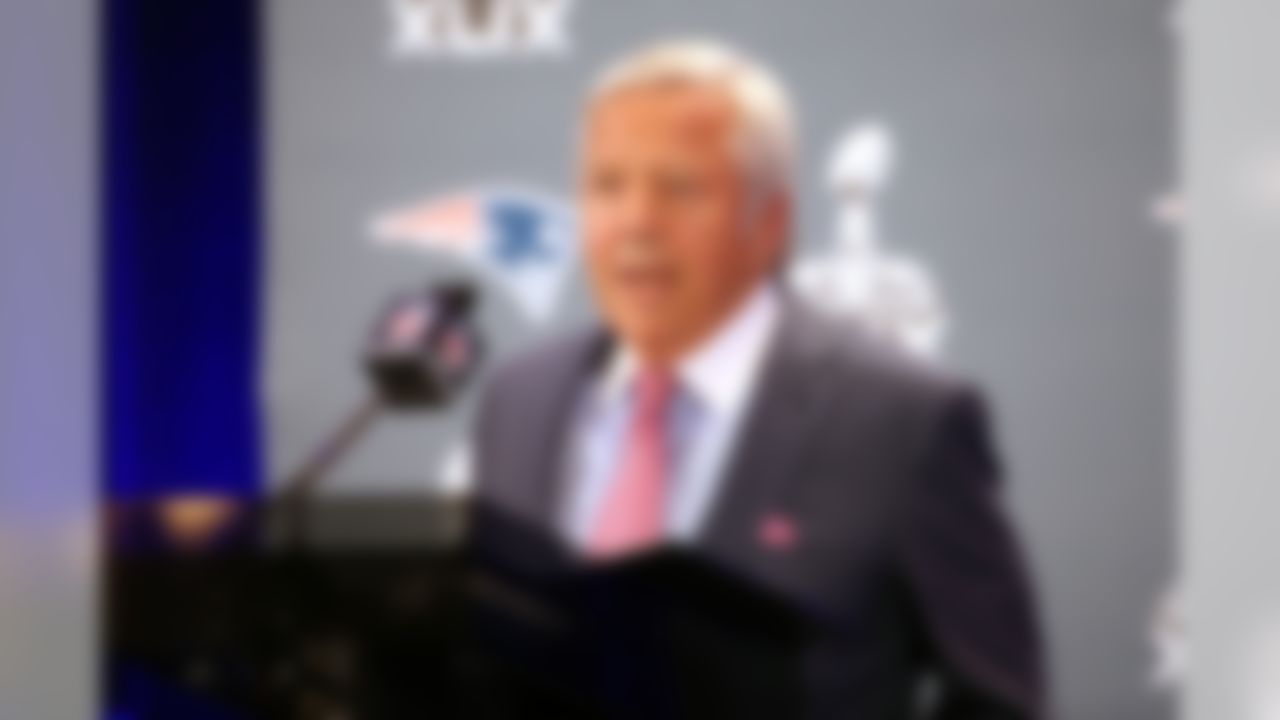 New England Patriots owner Robert Kraft answers questions during a press conference for Super Bowl XLIX at the Sheraton Wild Horse Pass Resort on Monday, January 26, 2015 in Chandler, AZ. (Ben Liebenberg/NFL)