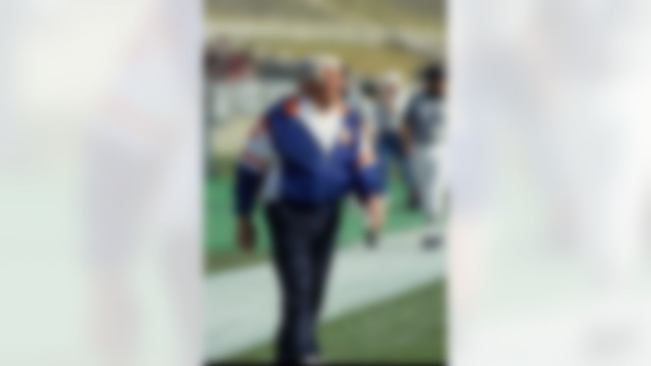 Defensive coordinator Ernie Stautner of the Denver Broncos on the field prior to his team taking on the Los Angeles Raiders in the 1993 AFC Wild Card Game at the Los Angeles Memorial Coliseum on January 9, 1994 in Los Angeles, California. (National Football League)