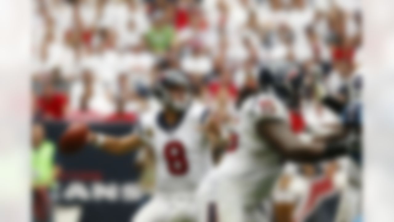 Houston Texans quarterback Matt Schaub (8) throws the ball downfield during an NFL football game against the Tennessee Titans at Reliant Stadium on September 15, 2013 in Houston, Texas. Houston won 30-24. (Aaron M. Sprecher/NFL)