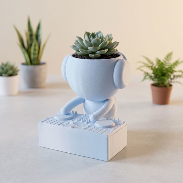 Maceta Decorativa 3D Modelo DJ con Mezcladora - Para Suculentas y Cactus view 2