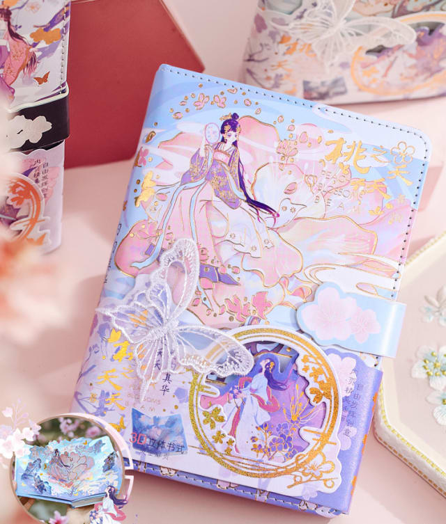 Journal Intime Fille Kawaii, Carnet De Notes Floral delicat, Conte De Fees, Fleur, Blanc Ligne Papier Quadrille Plan, 13