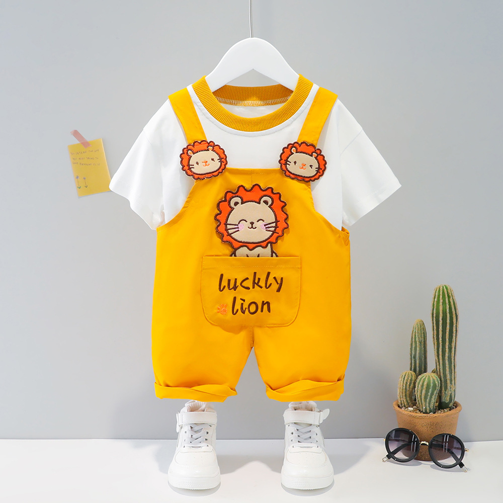 Children's Clothing Men And Women Baby Summer Cartoon Short-sleeved Overalls — image 1