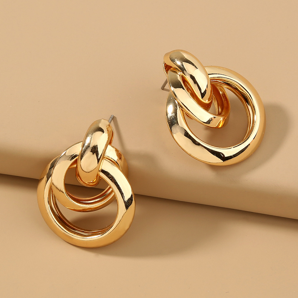European and American cross-border fashion personality jewelry metal matte earrings temperament European and American co