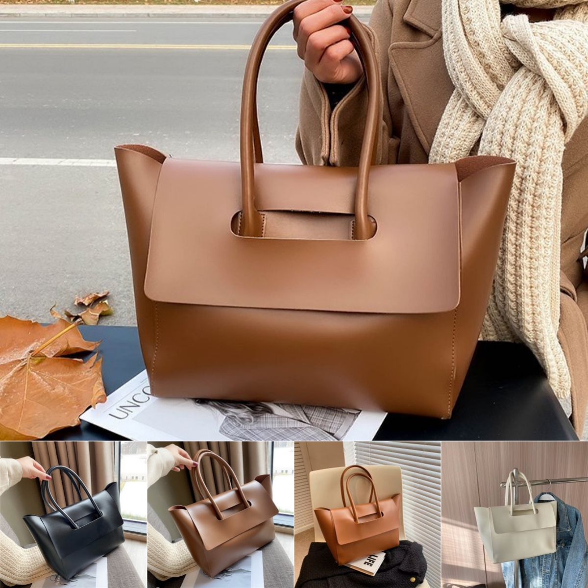 Fashion Women Shoulder Bags Large Capacity Handbags Simple Retro Tote Bags Solid Color Famous Brand Bags