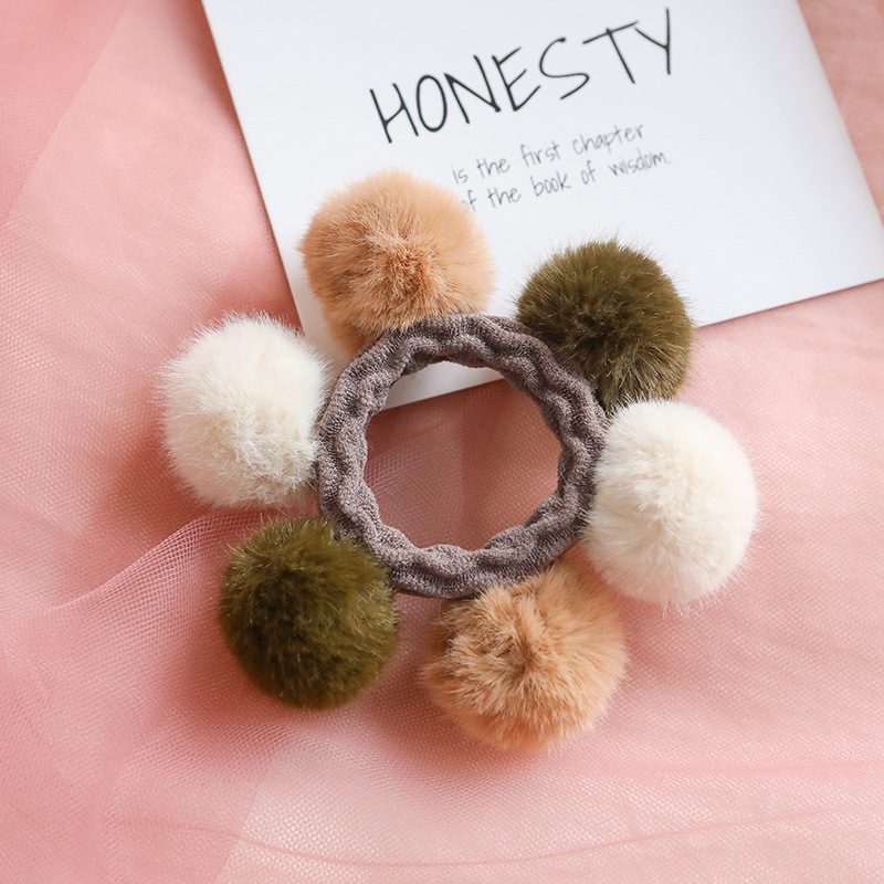 Chouchous A Pompons Pour Femmes Et Filles, Bande Elastique, Accessoires Pour Cheveux, Corde Gomme, Mignon