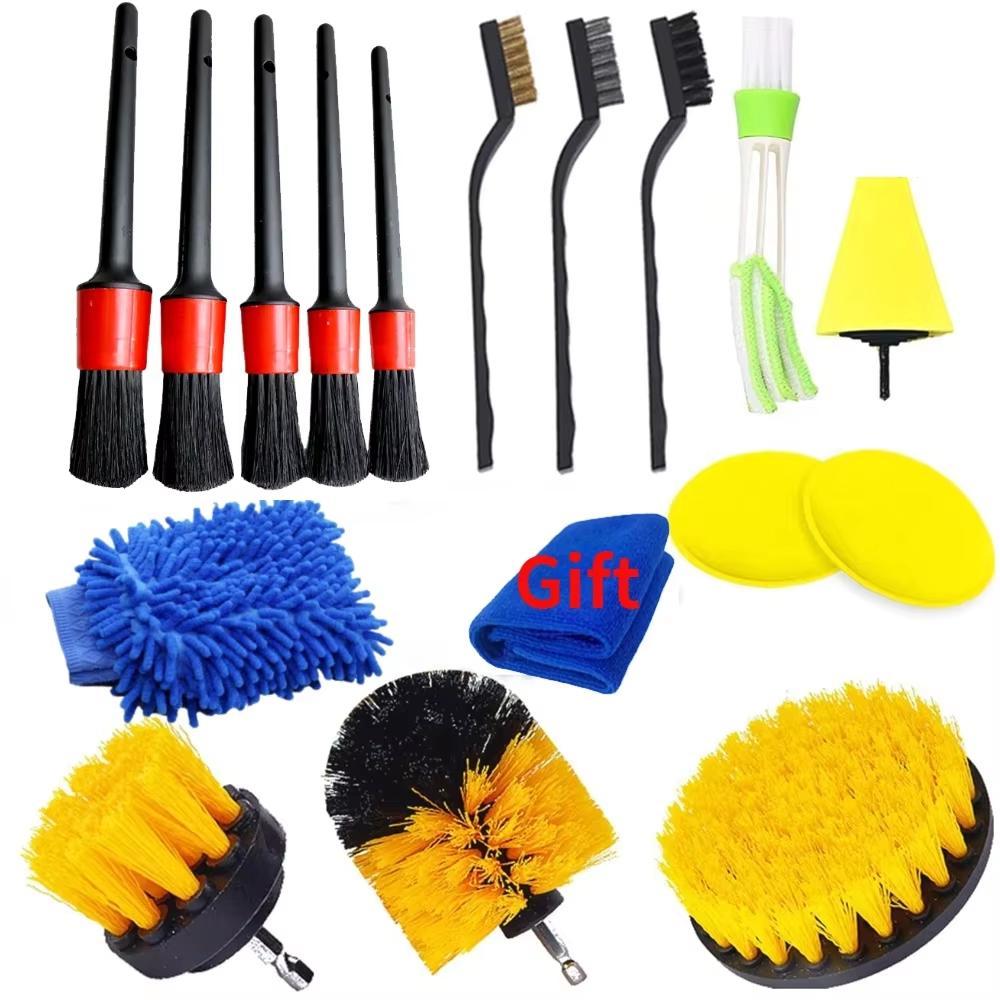 17PCS Car Detailing Cleaning Brushes Kit Brushes For Automotive Cleaning Auto Air Cleaning Electric Drill Brush Cars Dir