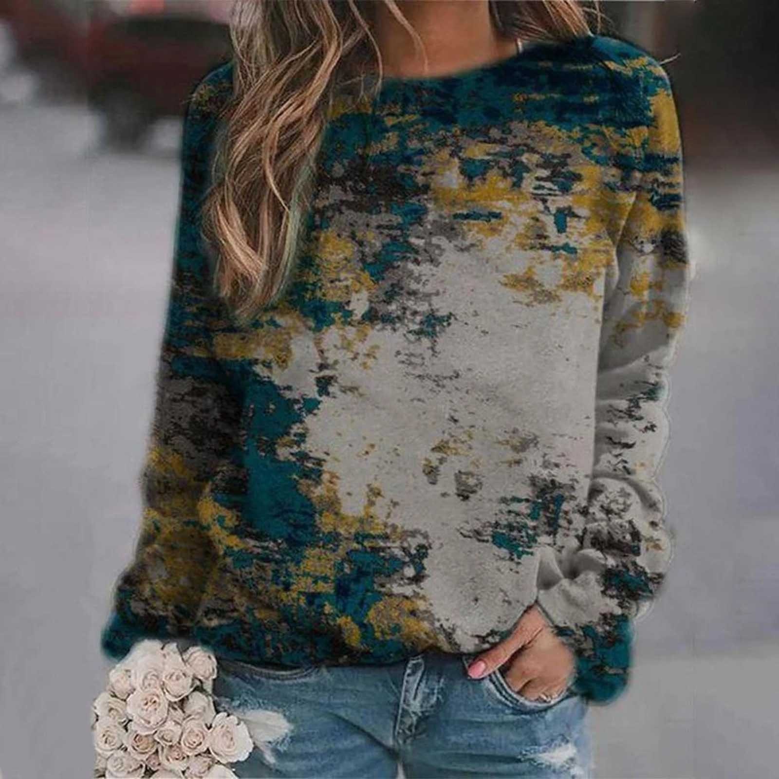 Frauen Casual Print Sweatshirts Thermische Crewneck Langarm T-Shirts Lose croc top fille poleras de....