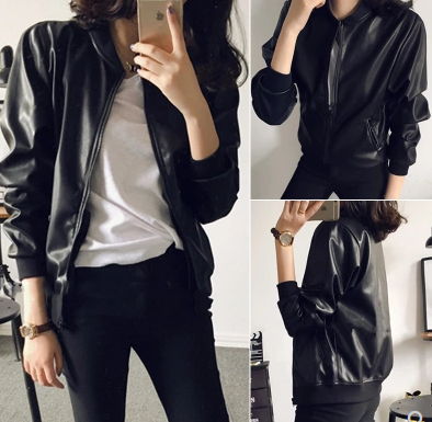 2021automne Nouvelle Version De La Femme Mince Slim En Cuir Pu Veste Courte Femme Veste En Cuir De...
