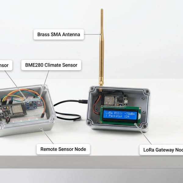 LoRa-Based Smart Agriculture Network — Real-world physical engineering prototype photography