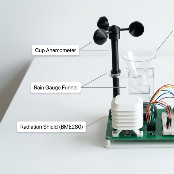 Precision Irrigation with Soil and Weather Sensing — Real-world physical engineering prototype photography