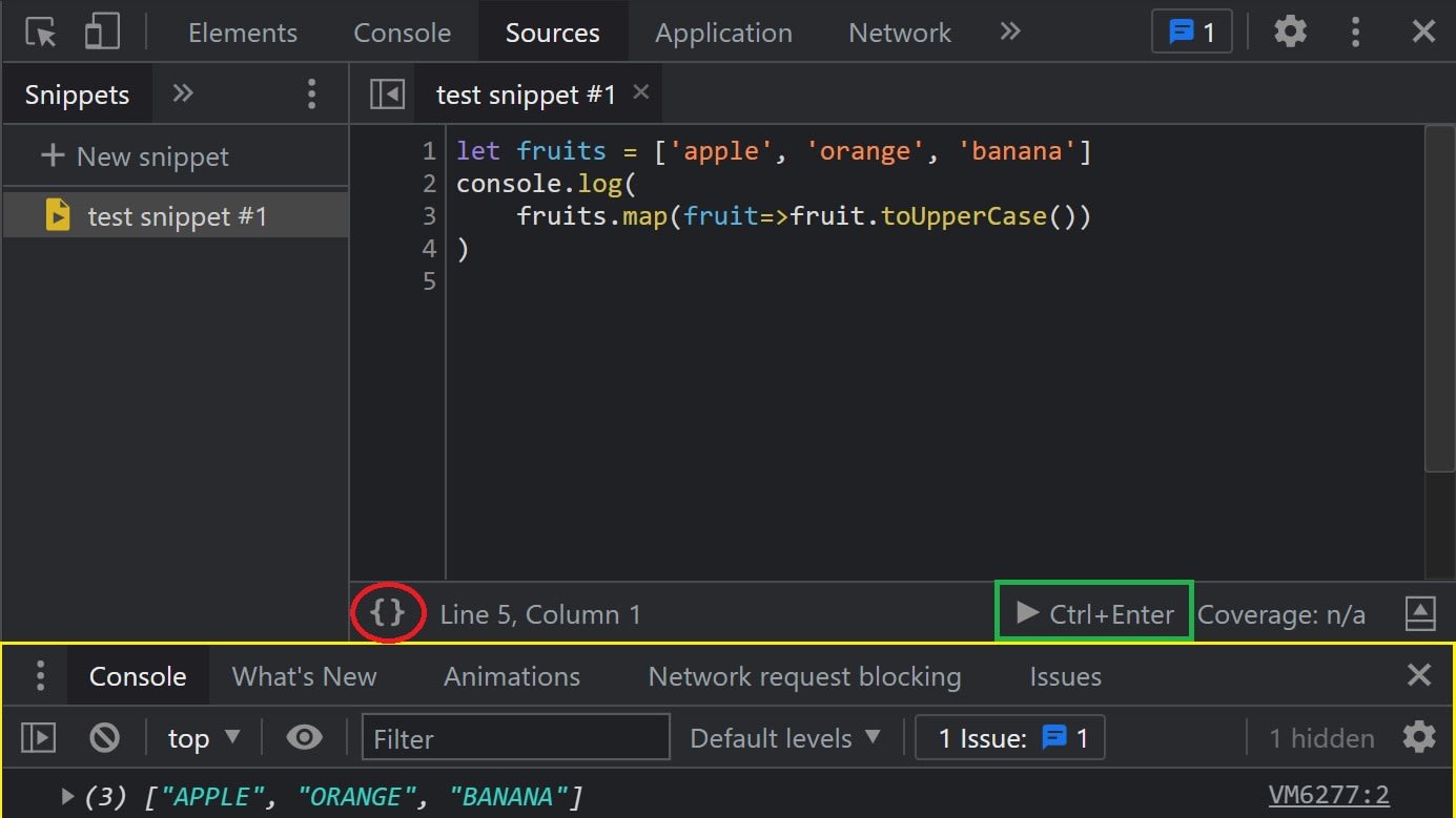Chrome Dev Tools Snippets Example