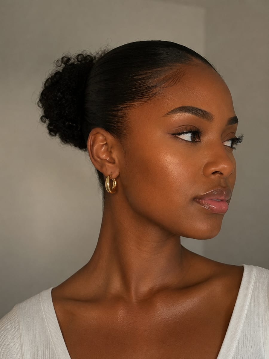 Gold hoops earring, primary view