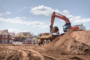 A digger on a new build site