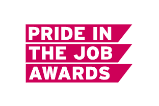 the Pride In The Job Awards logo, written in very bold white letters and a magenta background