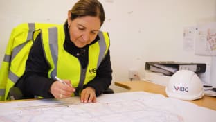 Sophie Onoufriou in a site office