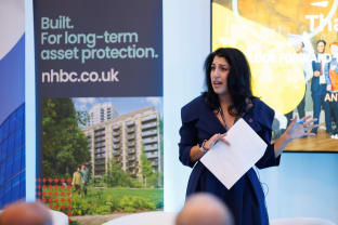 Niki presenting on stage at the Build to Rent Innovators event in November 2024