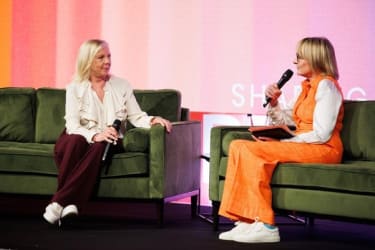 Deborah Meaden and Louise Minchin on stage at BEYOND '25 LIVE