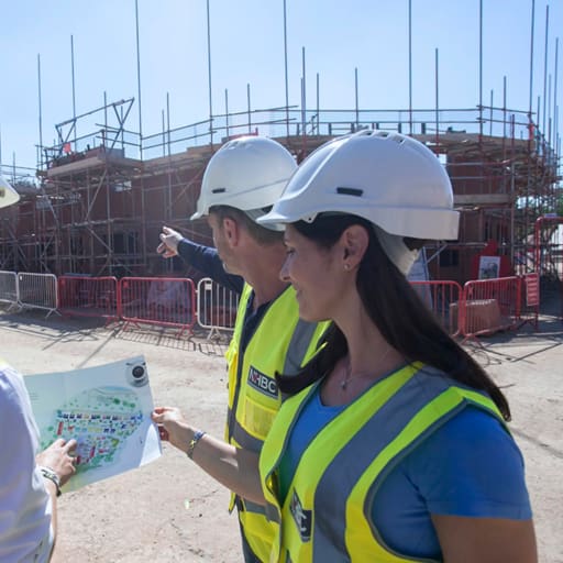 NHBC team on site with safety jackets and hard hats