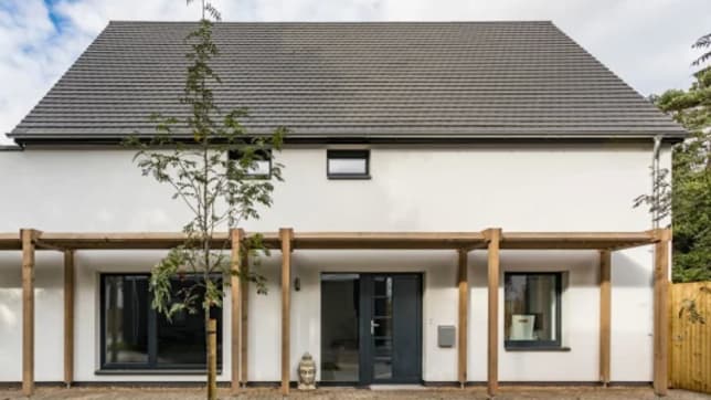 Outside of home with wooden structure