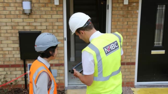 NHBC team on site with safety jackets and hard hats