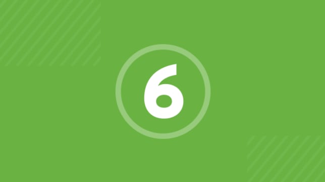 The number "6" encircled on a green background