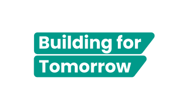 the building for tomorrow 2024 logo in green and white