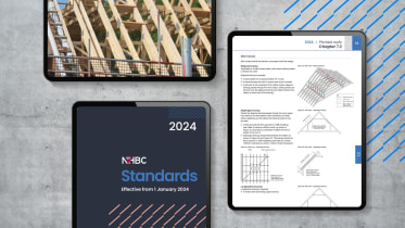 a photo of three tablets displaying the nhbc standards guide