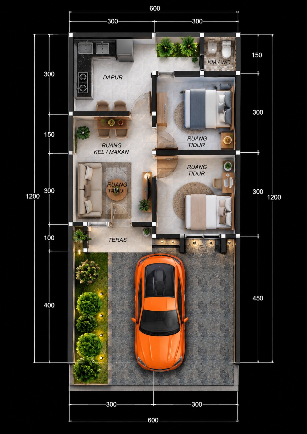 Denah Rumah Tipe 48/72