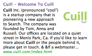 Cuil s'appelait Cuill. Premier résultat de la recherche sur « cuill » dans « cuil »
