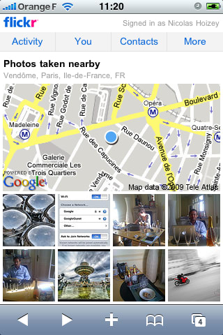 Google Maps dans Flickr Mobile