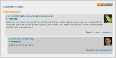 Un flux RSS sur les commentaires d'un articles