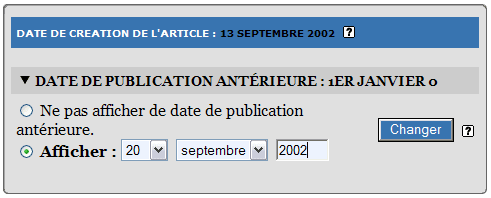 Utilisation de la date de publication antérieure