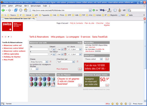 Le site de Swiss en français